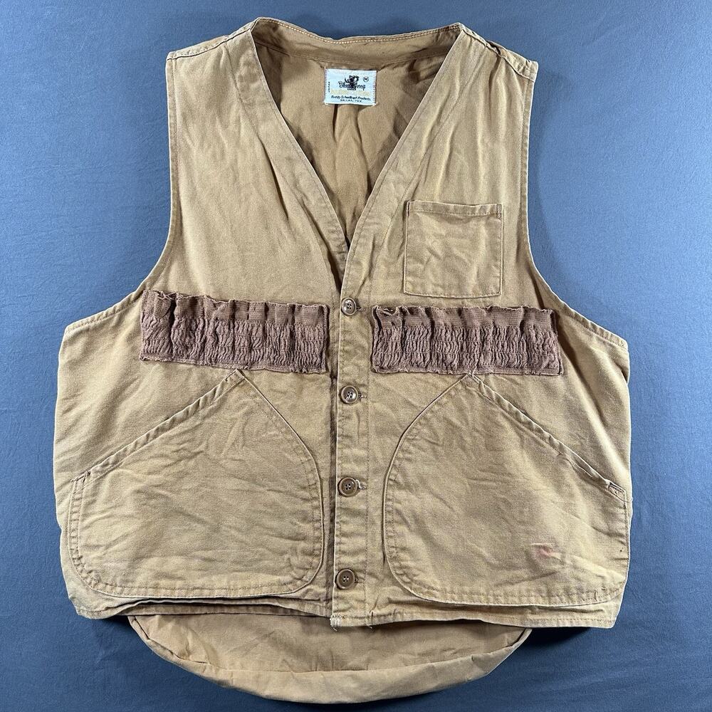 60s /70s Black Sheep Canvas Hunting Vest w/ Pockets, Size M